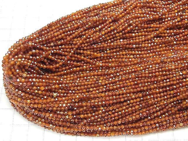 [Video] High Quality! Cubic Zirconia AAA Faceted Round 2mm [Dark Orange] 1strand beads (aprx.14inch / 35cm)
