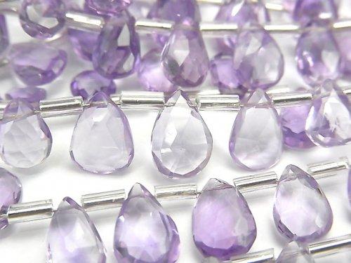 [Video] High Quality Amethyst AA++ Pear shape Faceted Briolette [Light color] 1strand (22pcs)
