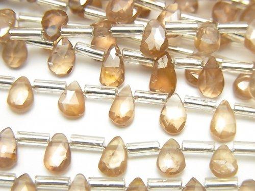 [Video] Natural Zircon AA++ Pear shape Faceted Briolette Brown 1strand beads (aprx.7inch / 18cm)