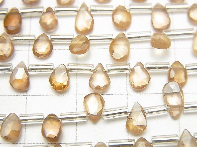 [Video] Natural Zircon AA++ Pear shape Faceted Briolette Brown 1strand beads (aprx.7inch / 18cm)