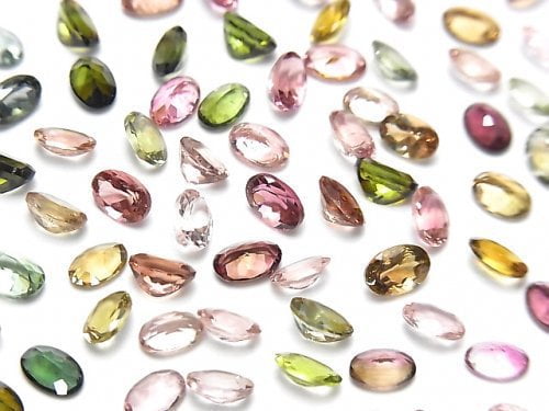 [Video]High Quality MultiColor Tourmaline AAA Loose stone Oval Faceted 6x4mm 10pcs