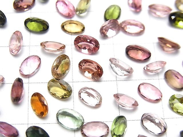 [Video]High Quality MultiColor Tourmaline AAA Loose stone Oval Faceted 6x4mm 10pcs