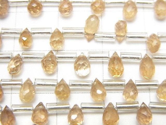 [Video]Natural Zircon AA++ Drop Faceted Briolette Brown 1strand beads (aprx.7inch/18cm)