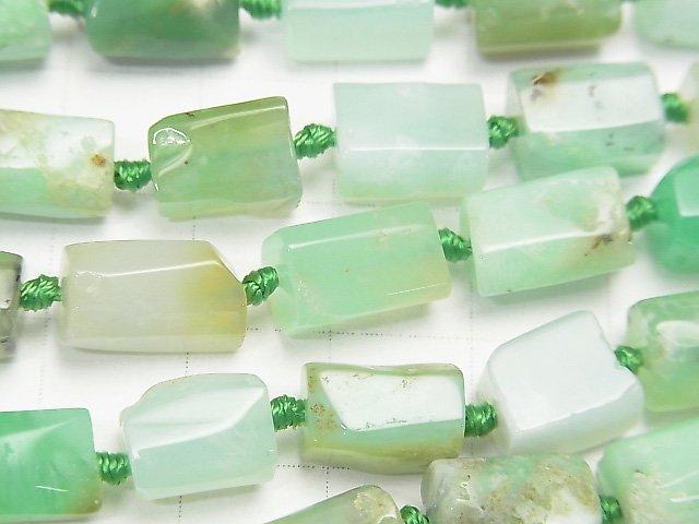 [Video] Chrysoprase AA Rough Tube-Faceted Nugget half or 1strand beads (aprx.16inch / 40cm)