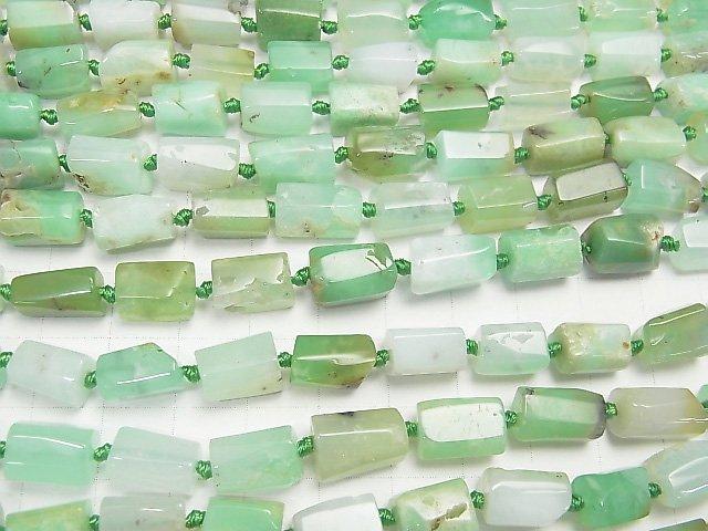 [Video] Chrysoprase AA Rough Tube-Faceted Nugget half or 1strand beads (aprx.16inch / 40cm)