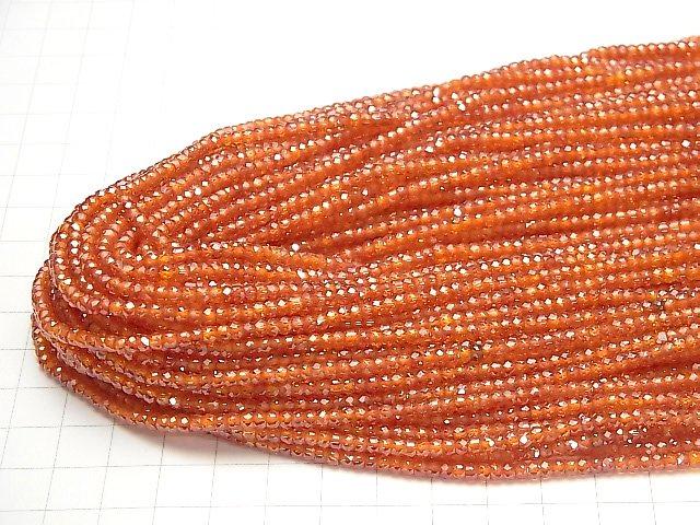 [Video] High Quality! Cubic Zirconia AAA Faceted Button Roundel 3x3x2mm [Red Orange] 1strand beads (aprx.15inch / 36cm)