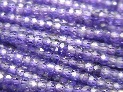 [Video] High Quality! Cubic Zirconia AAA Faceted Button Roundel 3x3x2mm [Purple] 1strand beads (aprx.15inch / 36cm)