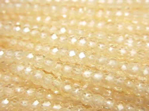 [Video] High Quality! Cubic Zirconia AAA Faceted Button Roundel 3x3x2mm [Light Yellow] 1strand beads (aprx.15inch / 36cm)