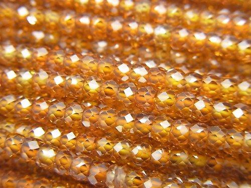 [Video] High Quality! Cubic Zirconia AAA Faceted Button Roundel 3x3x2mm [Orange x Yellow] 1strand beads (aprx.15inch / 36cm)