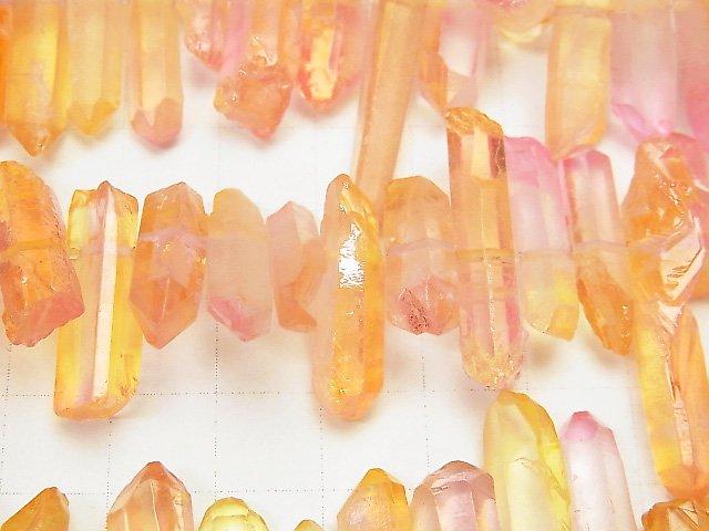 [Video] Crystal Natural Point Cut Metallic Coating Yellow & Pink [S size] 1strand beads (aprx.15inch / 38cm)