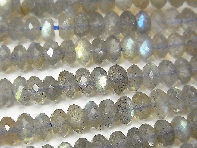 [Video] High Quality! Labradorite AAA Faceted Button Roundel 8x8x4mm half or 1strand beads (aprx.15inch / 38cm)