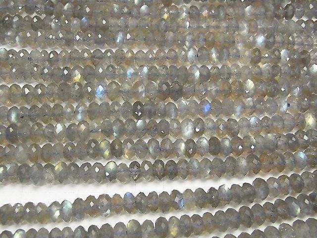 [Video] High Quality! Labradorite AAA Faceted Button Roundel 8x8x4mm half or 1strand beads (aprx.15inch / 38cm)