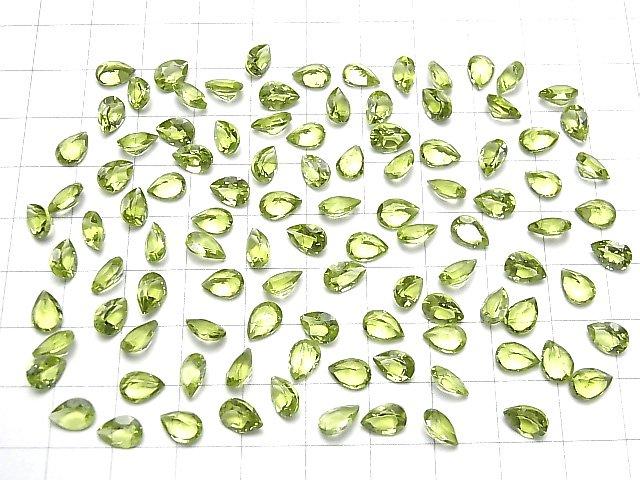 [Video] High Quality Peridot AAA Undrilled Pear shape Faceted 6x4mm 5pcs