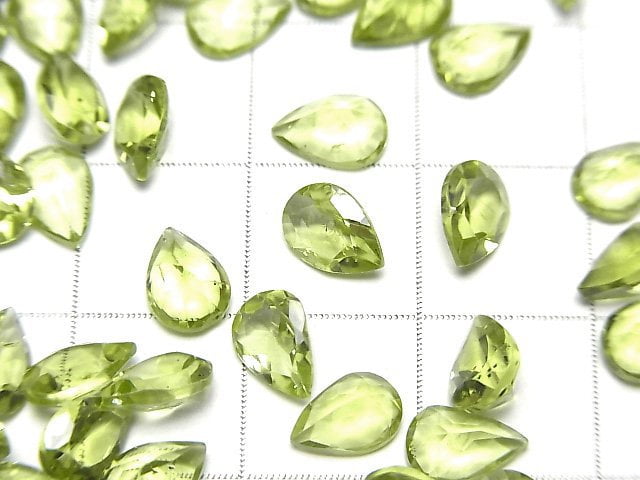[Video]High Quality Peridot AAA Loose stone Pear shape Faceted 7x5mm 5pcs