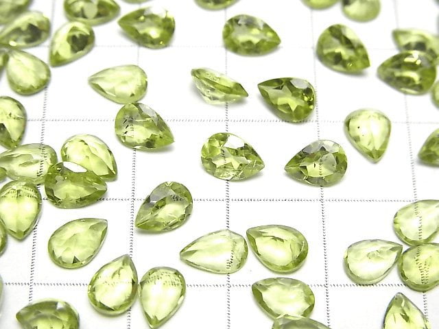 [Video]High Quality Peridot AAA Loose stone Pear shape Faceted 7x5mm 5pcs