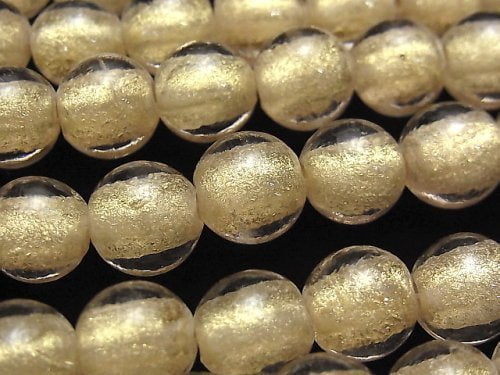 Lampwork Beads Round 12mm [Gold powder x Clear] NO.2 1strand beads (aprx.8inch / 20cm)
