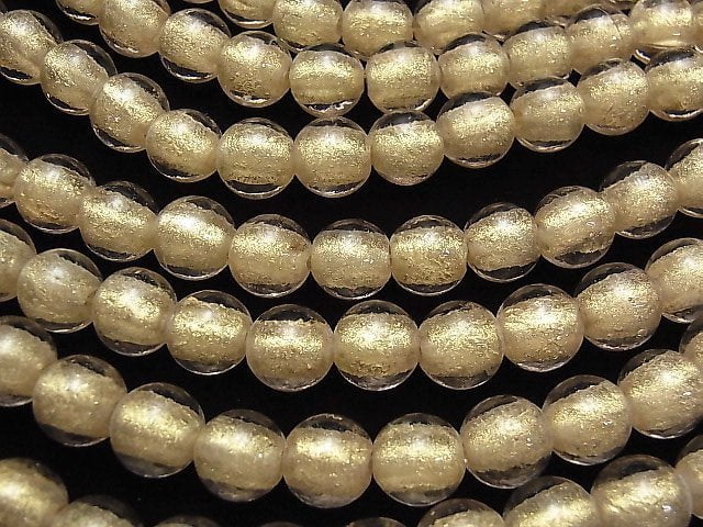 Lampwork Beads Round 12mm [Gold powder x Clear] NO.2 1strand beads (aprx.8inch / 20cm)