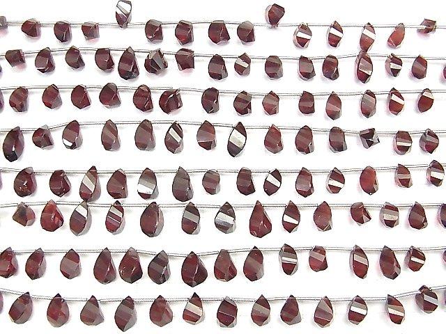 [Video] High Quality Mozambique Garnet AAA- Drop 4Faceted Twist Faceted Briolette half or 1strand (20pcs)