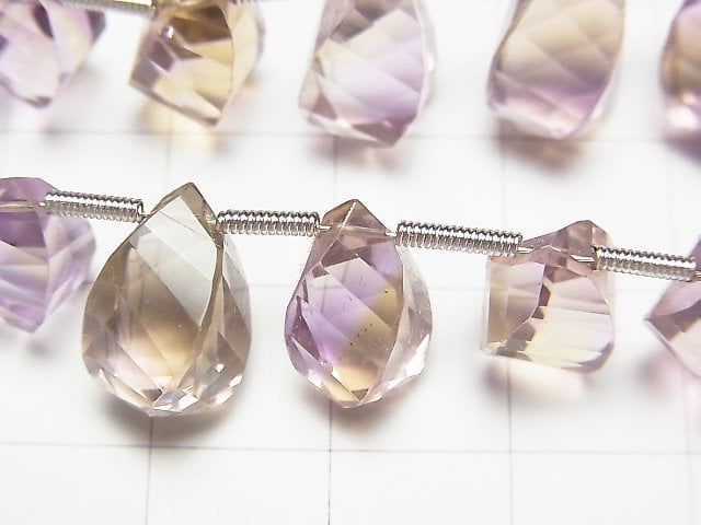 [Video]High Quality Ametrine AAA Drop 4Faceted Twist Faceted Briolette half or 1strand (14pcs )