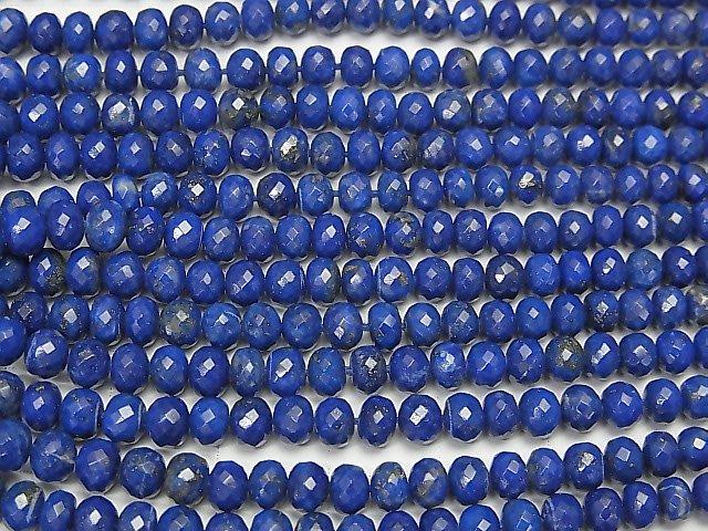 MicroCut High Quality Lapislazuli AAA Faceted Button Roundel  1/4 or 1strand beads (aprx.15inch/38cm)