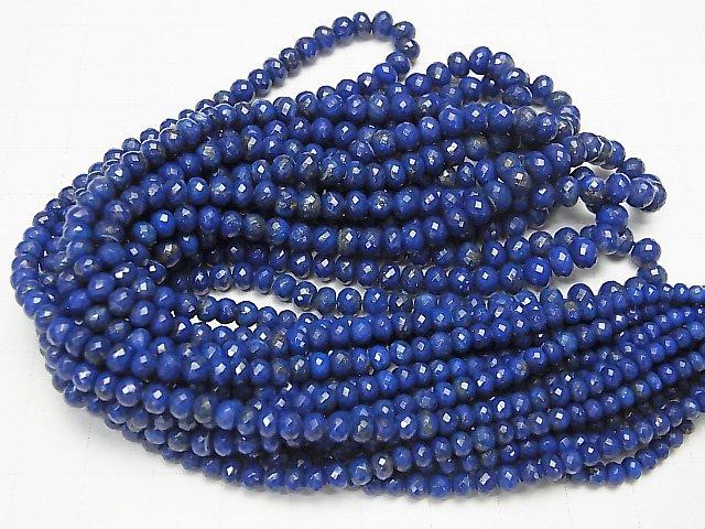 MicroCut High Quality Lapislazuli AAA Faceted Button Roundel  1/4 or 1strand beads (aprx.15inch/38cm)