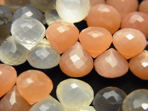 [Video] High Quality Multicolor Moonstone AAA Onion Faceted Briolette half or 1strand beads (aprx.7inch / 18cm)