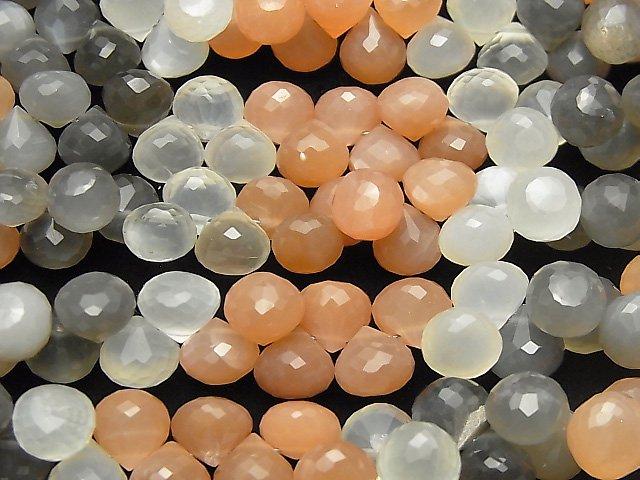 [Video] High Quality Multicolor Moonstone AAA Onion Faceted Briolette half or 1strand beads (aprx.7inch / 18cm)