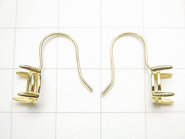 [Video] Silver925 Earwire Empty Frame (Nail Clasp) Oval Faceted 8x6mm 18KGP 1pair
