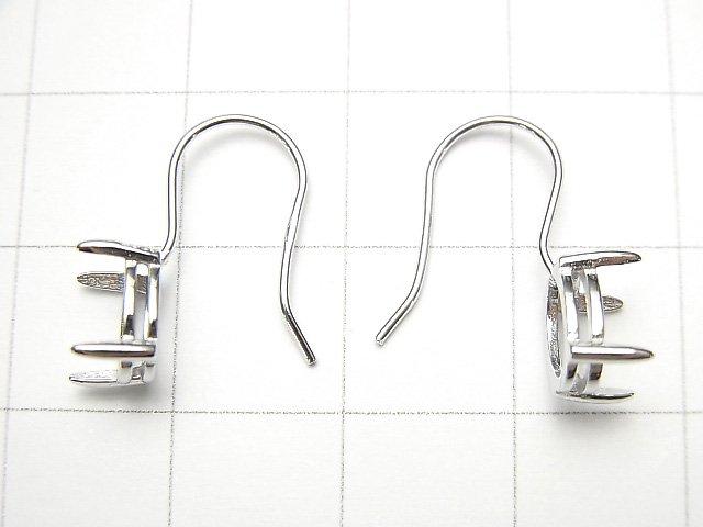 [Video] Silver925 Earwire Empty Frame (Nail Clasp) Oval Faceted 8x6mm Rhodium Plated 1pair