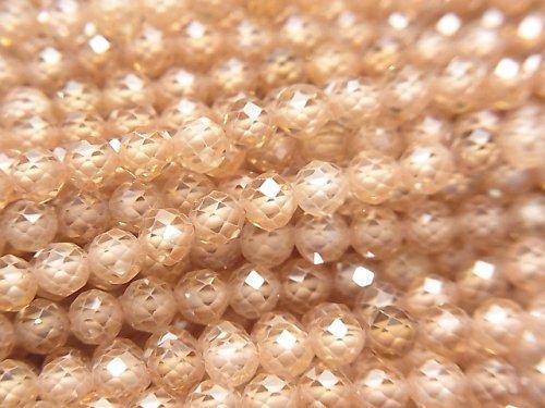 [Video] High Quality! Cubic Zirconia AAA Faceted Round 4mm [Champagne] 1strand beads (aprx.15inch / 36cm)