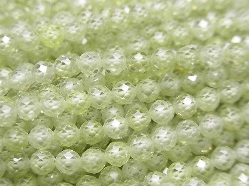 [Video] High Quality! Cubic Zirconia AAA Faceted Round 4mm [Lime Green] 1strand beads (aprx.15inch / 36cm)