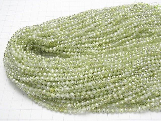 [Video] High Quality! Cubic Zirconia AAA Faceted Round 4mm [Lime Green] 1strand beads (aprx.15inch / 36cm)