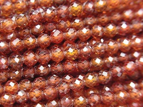 [Video] High Quality! Cubic Zirconia AAA Faceted Round 4mm [Dark Orange] 1strand beads (aprx.15inch / 36cm)
