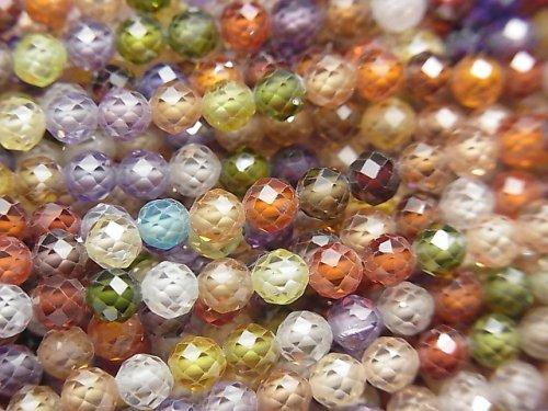 [Video] High Quality! Cubic Zirconia AAA Faceted Round 4mm [Multicolor] 1strand beads (aprx.15inch / 36cm)