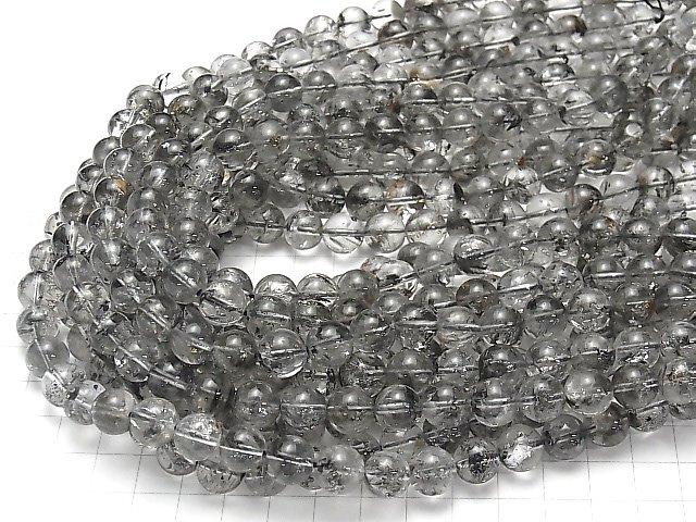 [Video] Sichuan Graphite In Quartz Round 10mm half or 1strand beads (aprx.15inch / 37cm)
