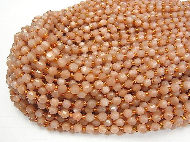 [Video] High Quality Orange Moonstone AA++ Double Point Faceted Tube 6x5mm 1strand beads (aprx.15inch / 37cm)