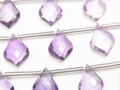 [Video] High Quality Amethyst AAA Deformation Faceted Pear Shape 10x7mm 1strand (9pcs)