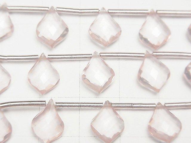 [Video] High Quality Rose Quartz AAA Deformation Faceted Pear Shape 10x7mm 1strand (9pcs)