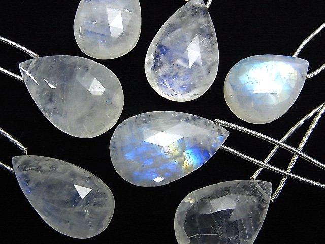 [Video] High Quality Rainbow Moonstone AAA- Pear shape Faceted Briolette 1pc