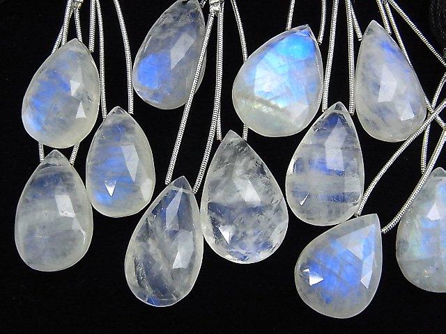 [Video] High Quality Rainbow Moonstone AAA- Pear shape Faceted Briolette 1pc