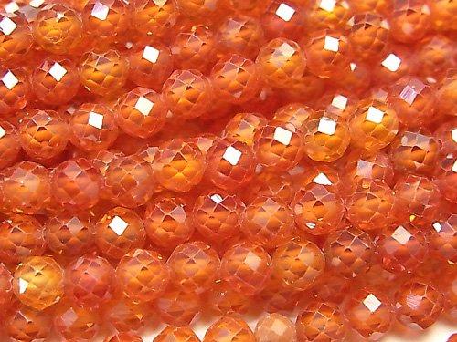 [Video] High Quality! Cubic Zirconia AAA Faceted Round 4mm [Red Orange] 1strand beads (aprx.15inch / 36cm)