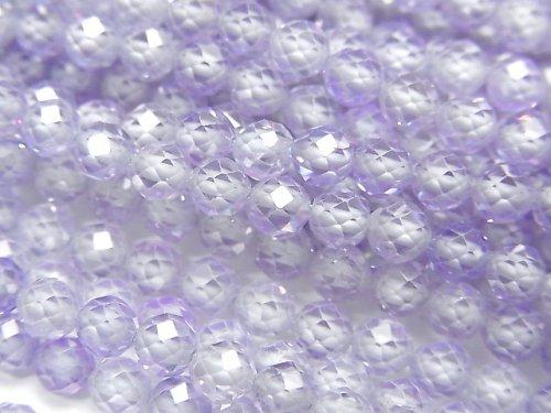 [Video] High Quality! Cubic Zirconia AAA Faceted Round 4mm [Lavender Blue] 1strand beads (aprx.15inch / 36cm)
