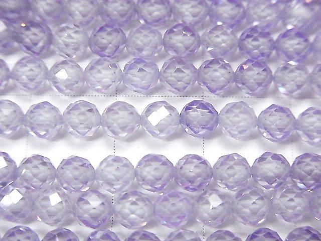 [Video] High Quality! Cubic Zirconia AAA Faceted Round 4mm [Lavender Blue] 1strand beads (aprx.15inch / 36cm)