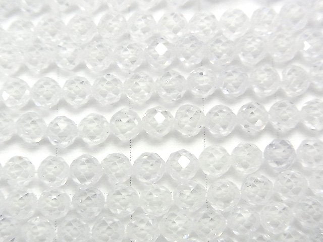[Video] High Quality! White color Cubic Zirconia AAA Faceted Round 4mm 1strand beads (aprx.14inch/34cm)