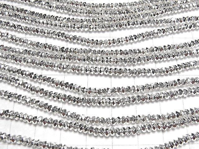 [Video] High Quality! Hematite Faceted Button Roundel 3x3x2mm Silver Coating 1strand beads (aprx.15inch / 38cm)