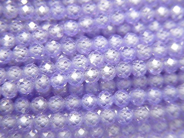 [Video] High Quality! Cubic Zirconia AAA Faceted Round 3mm [Lavender] 1strand beads (aprx.15inch / 36cm)