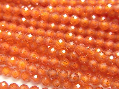 [Video] High Quality! Cubic Zirconia AAA Faceted Round 3mm [Red Orange] 1strand beads (aprx.15inch / 36cm)