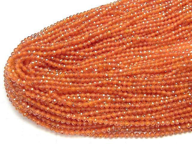 [Video] High Quality! Cubic Zirconia AAA Faceted Round 3mm [Red Orange] 1strand beads (aprx.15inch / 36cm)