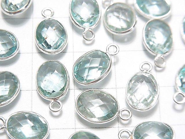 [Video] High Quality Sky Blue Topaz AAA- Bezel Setting Faceted Oval 9x7mm Silver925 4pcs