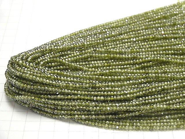 [Video] High Quality! Cubic Zirconia AAA Faceted Button Roundel 3x3x2mm [Green] 1strand beads (aprx.15inch / 36cm)